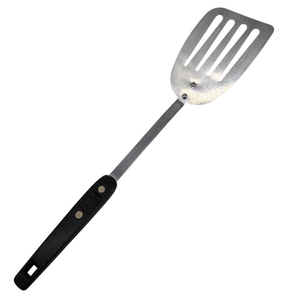 Vintage Empire USA Angled Slotted Spatula Turner Stainless Steel Black Handle